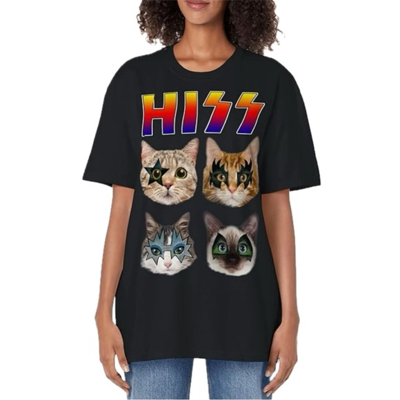 Cat ROCK N ROLL Funny Band Tee 100% Cotton Black T-Shirt Women’s | Unisex Sized‎ - Picture 12 of 12